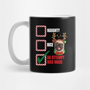 Naughty or Nice Christmas Reindeer Pug Mug